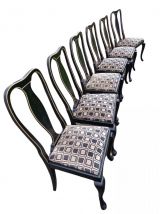 Lot de six chaises " Chippendale " assise tapissier