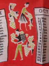 Mouchoir neuf motif calendrier 1963, rouge