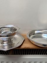Saucière et petit plat assorti en métal argenté