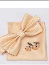 Nœud papillon avec pochette et bouton manchette assorti