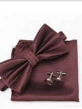 Nœud papillon avec pochette et bouton manchette assorti