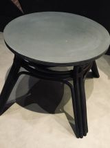 Table basse ronde rotin et bois