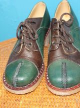 chaussure Debbie cuir vert à talon T37 mod’s année 60-70