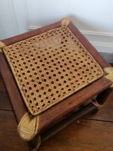 Bout de canapé rotin et cannage, vers 1960 