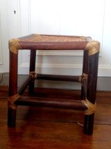 Bout de canapé rotin et cannage, vers 1960 