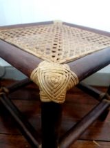 Bout de canapé rotin et cannage, vers 1960 