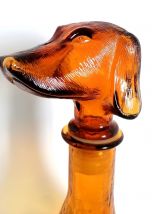 Carafe teckel en verre d'Empoli, Italie 1960