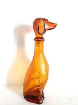 Carafe teckel en verre d'Empoli, Italie 1960