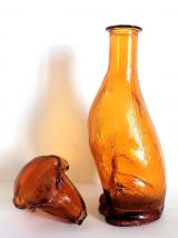 Carafe teckel en verre d'Empoli, Italie 1960