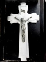 Grande croix catholique en faience (60 cm) - Choisy-le-Roi 