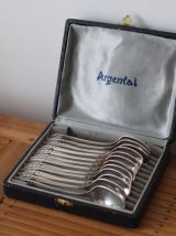 Lot de 12 petites cuillères en métal argenté, argental