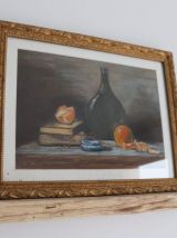 Tableau ancien nature morte orange