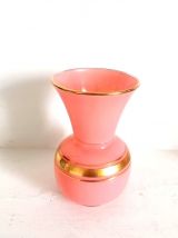 Vase opaline rose et doré 