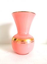 Vase opaline rose et doré 