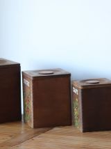4 Boîtes à épices en bois vintage années 70