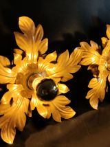 appliques murales feuilles 2 corolles dorées