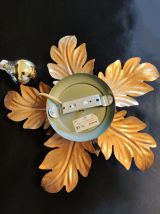 appliques murales feuilles 2 corolles dorées