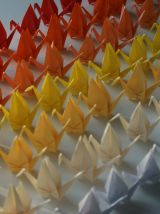 Fait main 50 grues origami dégradés jaune rouge, mariage, fê