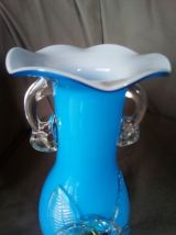  Très joli vases en pâte de verre bleue style Murano