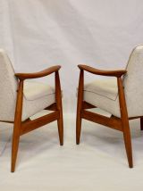 Fauteuil GFM-87 Juliusz Kedziorek 1960. Tissu beige chiné.