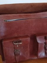 Sac en cuir marron, type sacoche de métier / cartable 