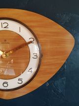 Horloge formica vintage pendule silencieuse Junghans acajou