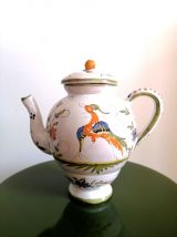 Théière en faïence oiseau du paradis Moustiers 
