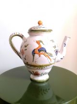 Théière en faïence oiseau du paradis Moustiers 