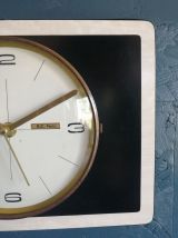 Horloge formica vintage pendule silencieuse BC Paris noir 