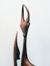 Statuette bois vintage années 60 antilope gazelle