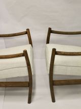 Paire de fauteuils type B-8410 scandinave bois tourné et pli