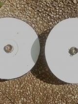 2 suspensions en tole emaillée, vintage