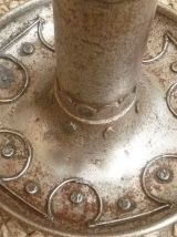 bougeoir  en métal argenté, effet rouillé