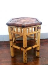 Bout de canapé sellette en bambou vintage 