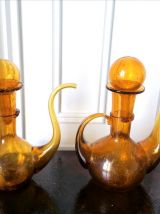 Paire de carafes en verre Biot 
