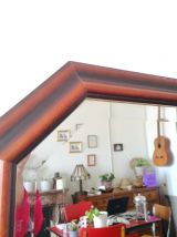 Grand miroir hexagonal glace biseautée art déco 