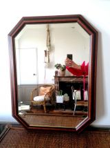 Grand miroir hexagonal glace biseautée art déco 