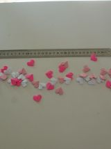 Lot de confettis coeurs en origami Rose et blanc