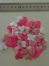 Lot de confettis coeurs en origami Rose et blanc