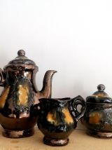 Vallauris, service à thé en céramique irisé 1960 