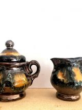 Vallauris, service à thé en céramique irisé 1960 