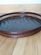 Plateau rond en bambou tressé