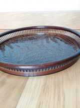 Plateau rond en bambou tressé