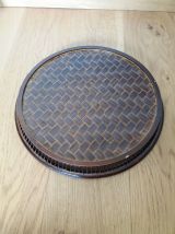 Plateau rond en bambou tressé