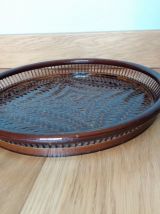 Plateau rond en bambou tressé