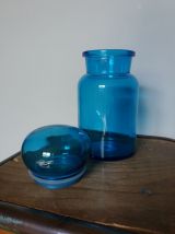 Flacon d'apothicaire bocal en verre bleu