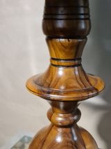 lampe  1950  pied tourner en olivier ,45x23    tres belle ab