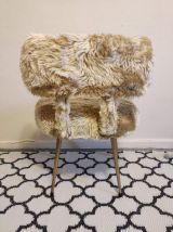 chaise moumoute beige doré