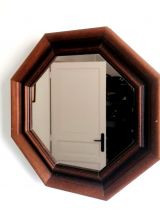 Miroir hexagonal en bois art déco 
