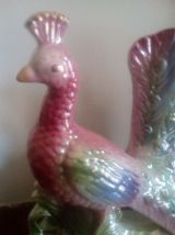 statuette Paon en faience signé